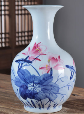 速发仿中式手绘架德镇陶瓷花瓶新居博古景玄关书房装饰工艺品摆件