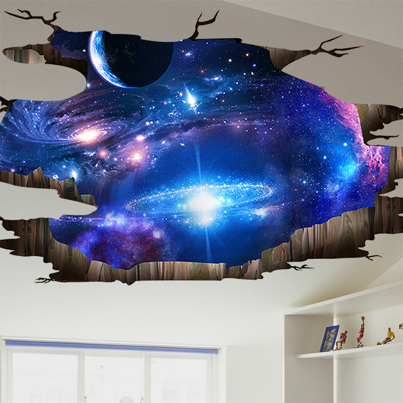 速发立体墙贴学卧室天花板星空贴纸大画宿舍墙纸自粘墙面饰装海报