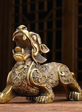 速发皮丘纯铜貔貅招财摆件一对大号铜像客厅家居办公室桌乔迁开业