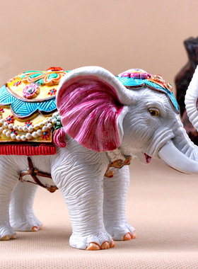 速发一辰轩交趾陶珠宝大摆象件吉对 结婚送礼客厅装饰品乔迁摆件