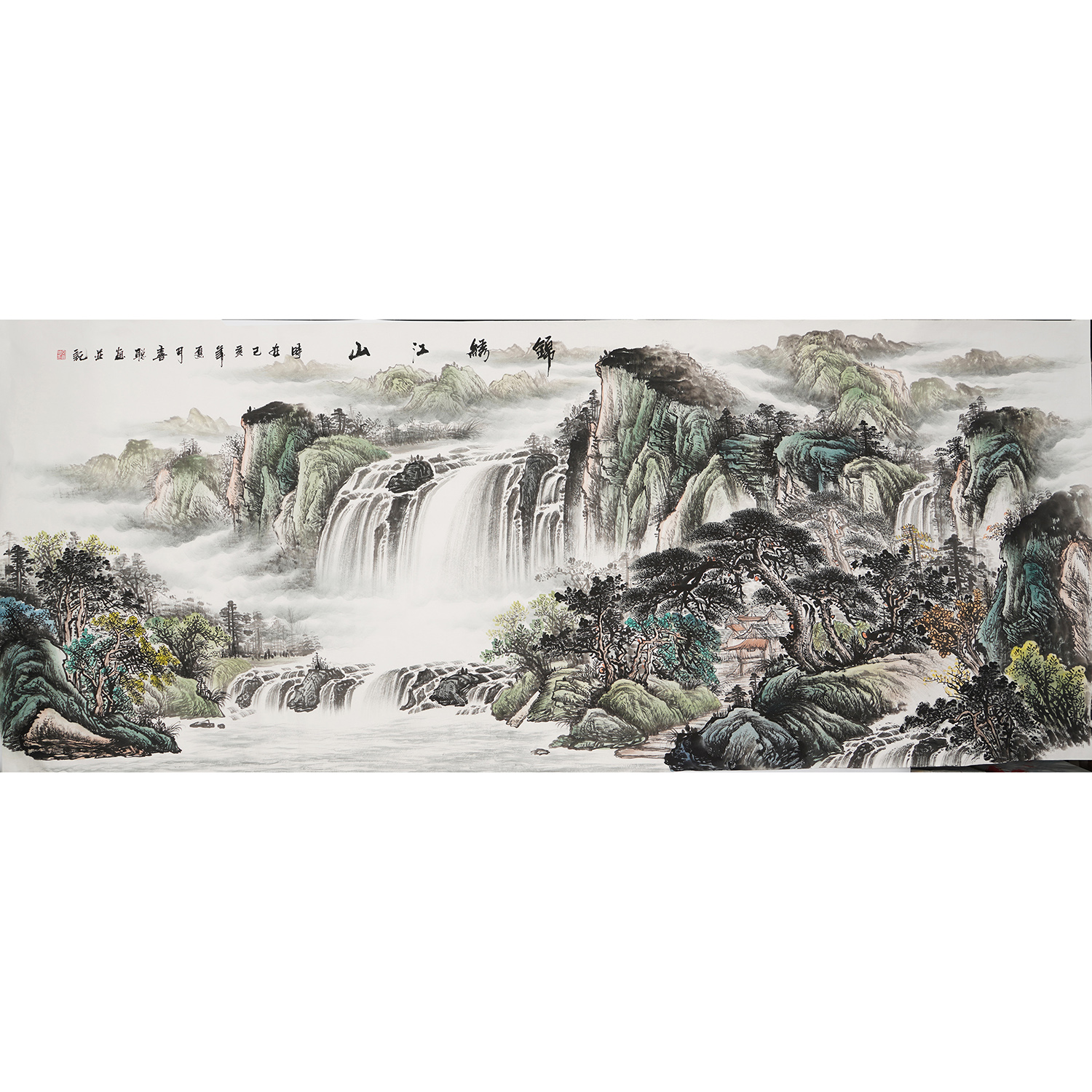 小八尺客厅山水装饰m画纯手绘水墨国画办公室手画真迹秦喜聪00002