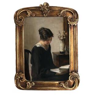 法式复古装饰画小众书房艺术画客厅玄关挂画相框画框现代简约壁画