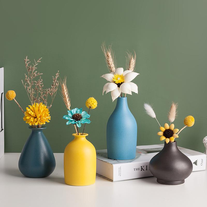 速发创意陶瓷小花瓶景德镇陶瓷干花装饰摆件客厅电柜视玄关装饰品