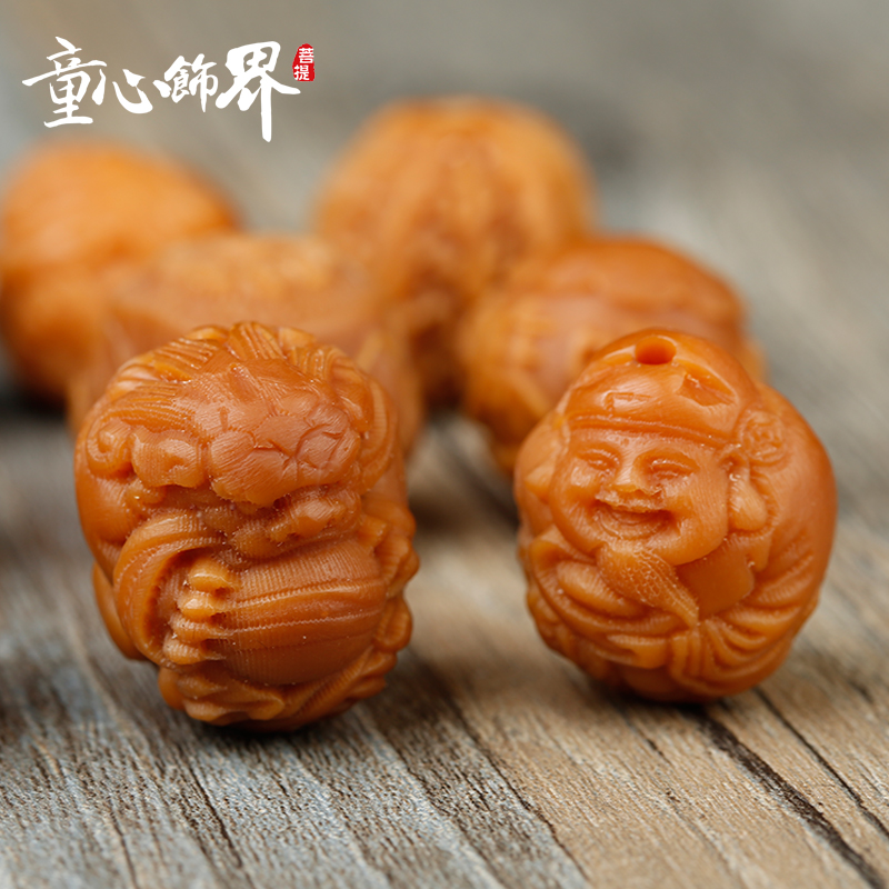 速发风化老菩提根手串 貔貅金刚核桃莲花座雕刻 文玩手链单颗念珠