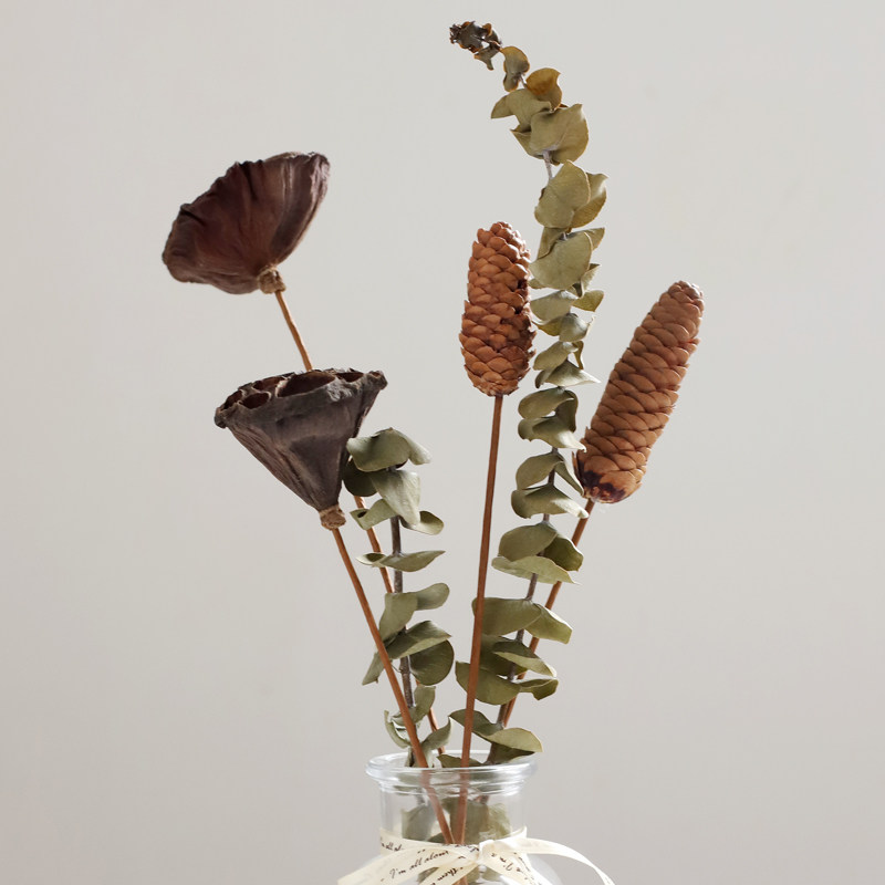 速发真花永生花花件干果棉花尤加利玫瑰摆客厅装饰花松花