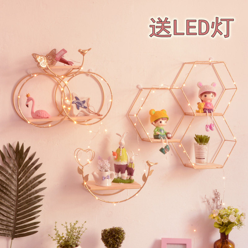 现货速发墙上置物架创意挂墙装饰品铁艺收纳架奶茶店客厅壁挂墙饰