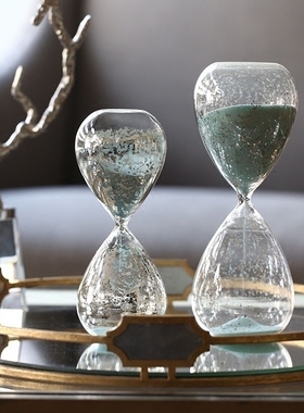 速发收获摆屋复古斑驳旧感玻璃器0分钟沙漏计时6软装饰品小件