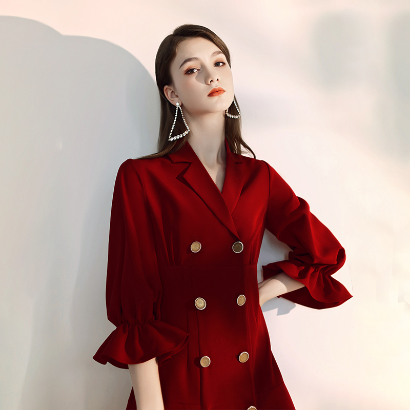 速发敬酒服礼服2021新款穿婚酒连色结婚新娘回门便装平时可订红衣