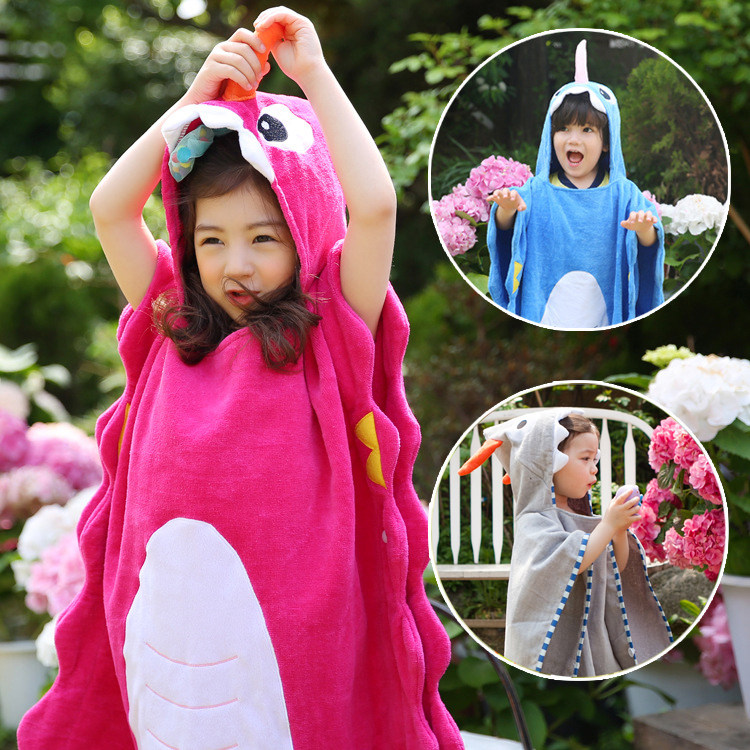 速发儿沙浴袍纯童毛巾带帽宝宝浴巾洗澡斗篷式男孩吸水棉滩巾