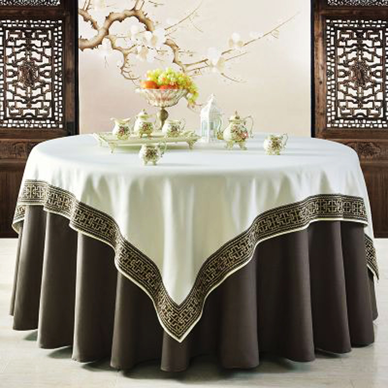 中式酒店大圆桌布餐厅圆台布饭店餐桌布圆形家用圆桌餐布酒店桌布