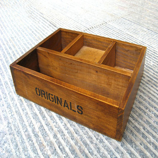实木制品 四个格格木印盒印台 杂物收纳筐 桌面放印泥 印章收纳盒