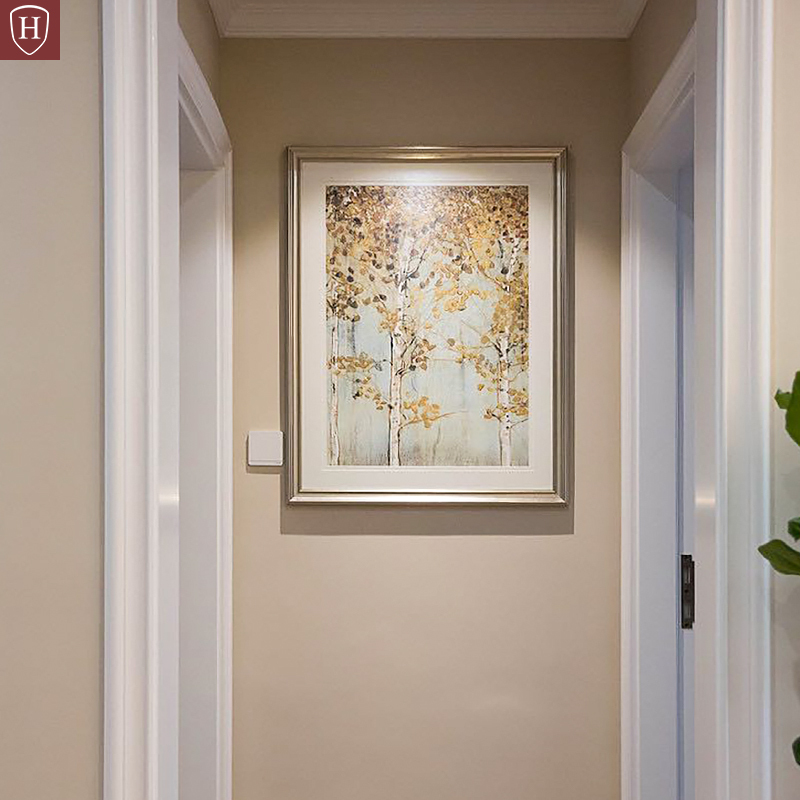 美式风格玄关竖版白桦树装饰画餐厅饭厅走廊过道墙面壁画简美挂画