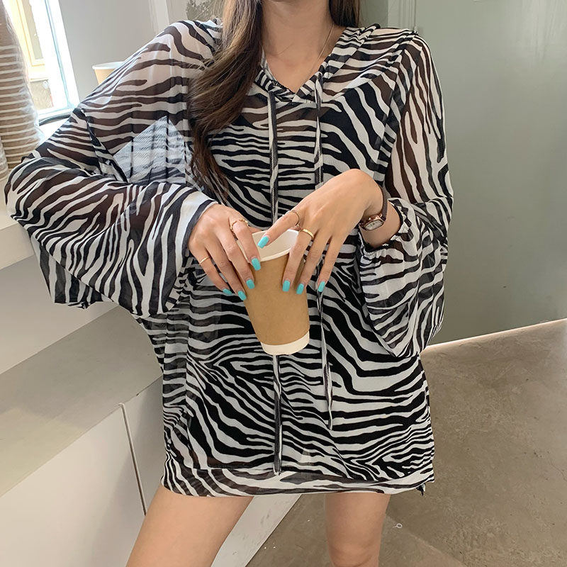 速发迷彩f帽夏季薄款防晒罩衫宽松b衣慵懒原宿风百搭上连潮