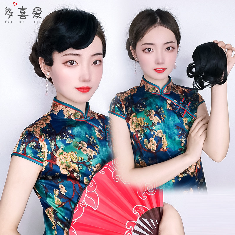 现货速发假发刘海复古旗袍造型假发发民国大波浪上海滩古风发片刘