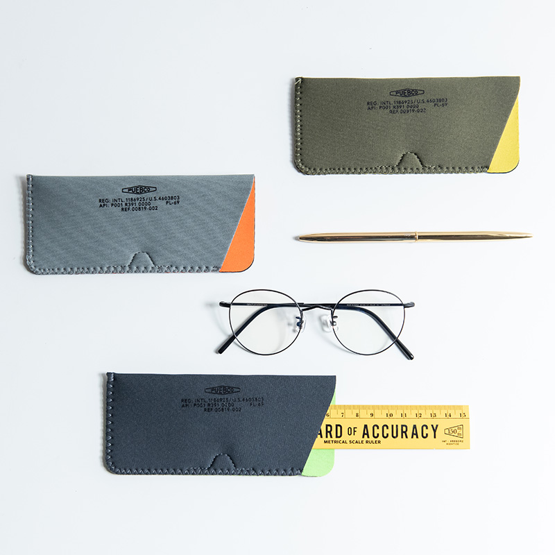 日本PUEBCO时髦简约撞色眼镜袋近视便携收纳包墨镜老花镜保护套