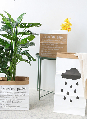 速发创意简双风摄英文卧室客厅装饰收纳约层纸袋拍格道具