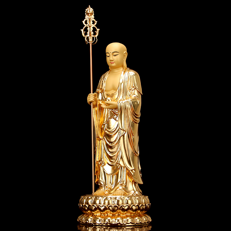 速发纯铜贴金地藏王佛像家用地藏菩萨铜像九华山地藏王菩佛像供佛
