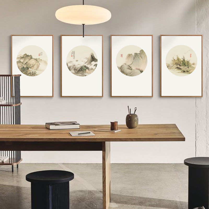 上品印画 王时敏山水册 新山水画沙发背景墙客厅挂画装饰画