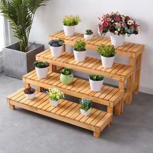实木多肉花架多层l阳台室外防腐木花架子庭院户外阶梯式花凳花盆