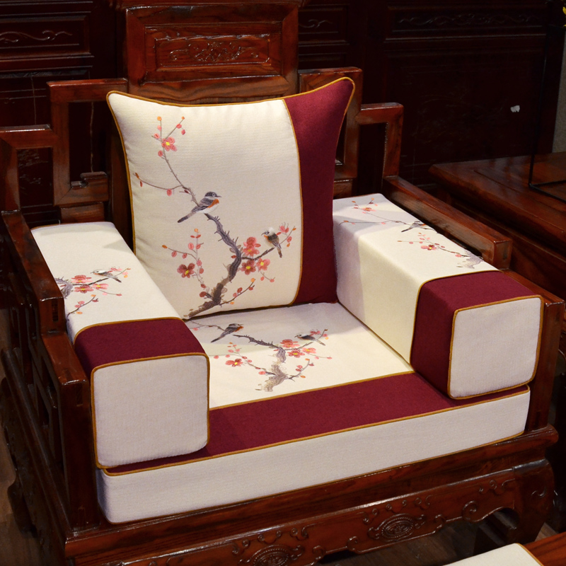 速发具中式沙发垫木5D高密度加硬海绵飘窗垫红木椅垫实4家新坐垫