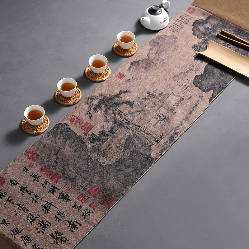 茶席麻布禅意布艺中国风茶道茶巾茶桌布桌旗新中式茶旗布茶台垫席