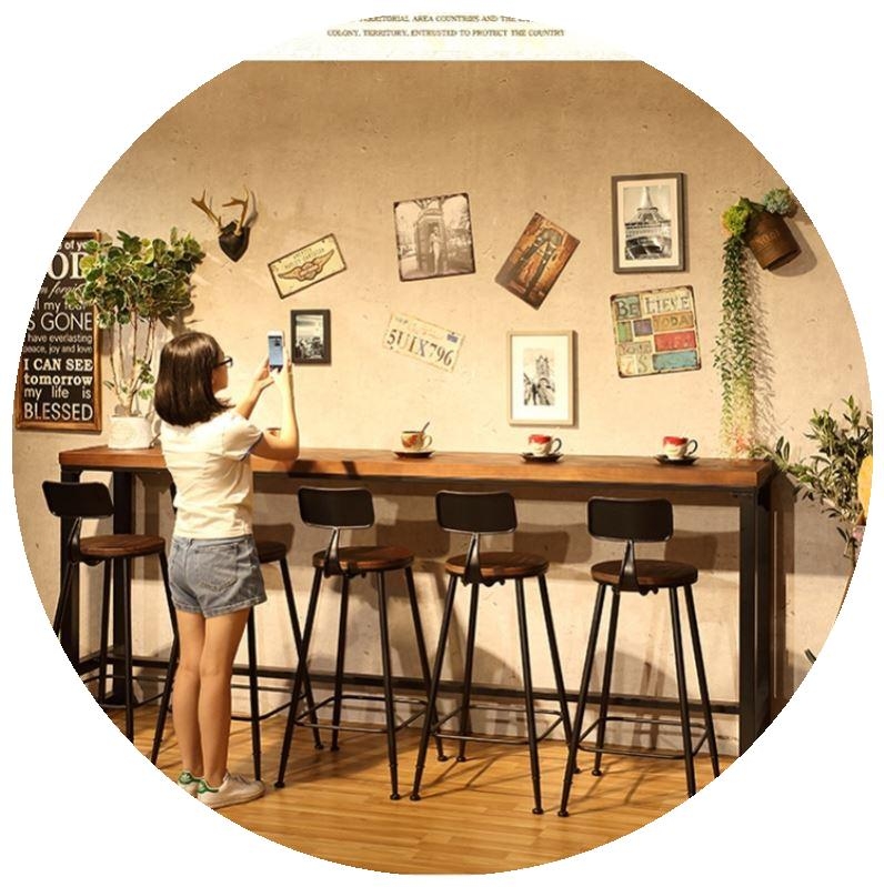 速发吧断窄台组合工业风高脚咖啡厅轻奢条吧桌小隔台吧台长酒桌