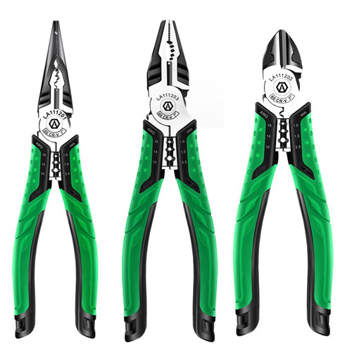 老A 剥线压接剪切多功能斜嘴钳钢丝钳尖嘴钳7寸络钒钢工业老虎钳