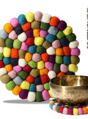 速发尼泊尔手工彩色毡垫颂钵音疗伽件杯垫榻榻米球瑜配坐垫