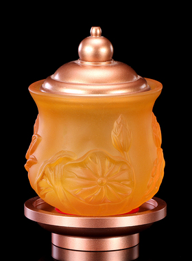 速发琉前佛璃杯水圣供水杯供佛水杯七彩净水杯小号纯铜合金佛杯佛