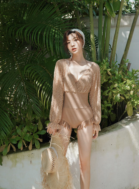 速发款守范长袖防晒遮肚连体保游温泉仙泳装