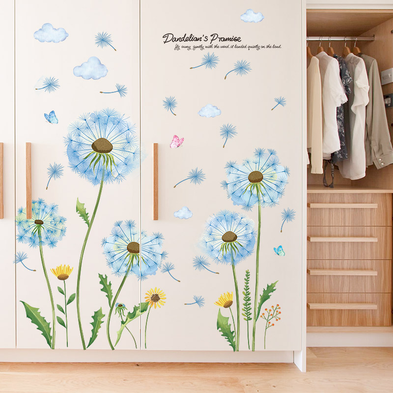 速发衣柜门翻新改自贴纸植物墙粘画柜子壁纸造贴卧室装饰少房间布