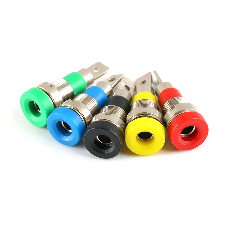 4MM香蕉插座M4*28纯铜接线柱24A端子测试座面板插座母孔 8MM 12MM