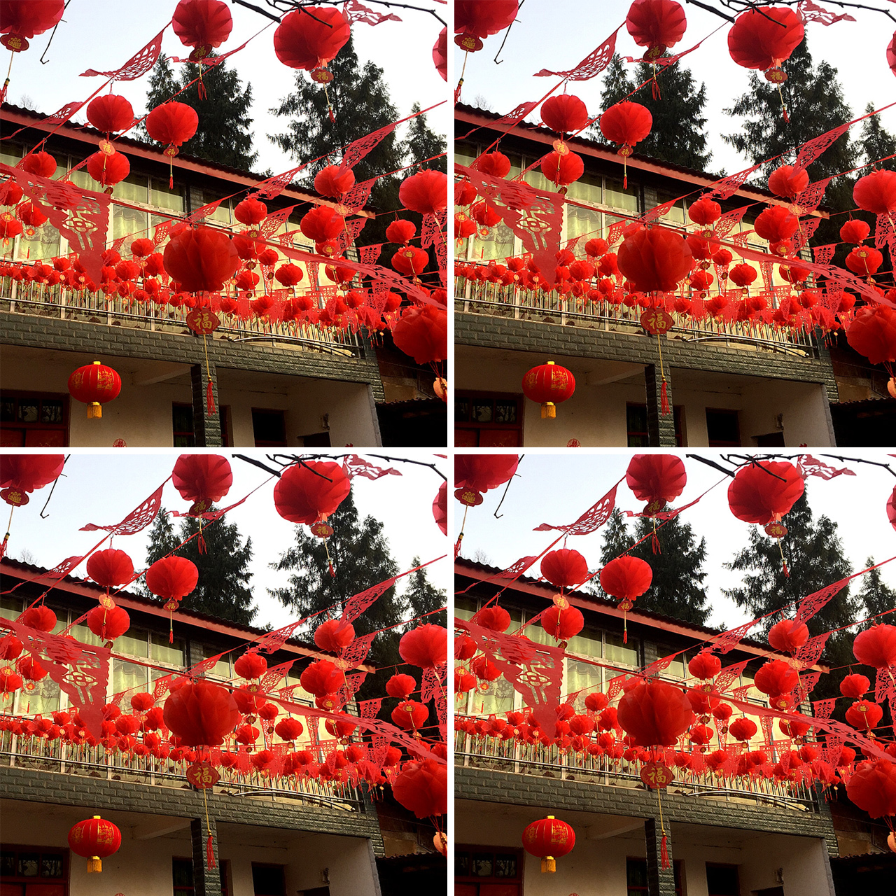 速发结户婚外院子喜字拉花室外婚色三角旗串红礼布置装饰彩旗婚庆