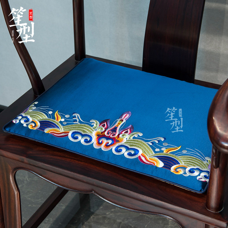 中式红木沙发坐垫实木椅子v座垫江水岸崖纹古典餐椅茶椅圈椅垫防