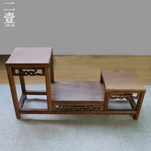 茶台茶宠摆件精i品 可养鸡翅木博古架实木中式小多宝阁置物展示架