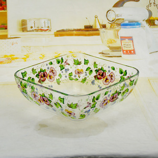 韩国耐热玻璃水果沙n拉碗盘家用大号可爱韩式燕窝甜品碗零食汤锅