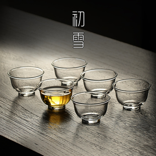 日式玻璃小茶杯功夫茶茶具6只装客人茶碗透明套装品Y茗杯喝茶杯子