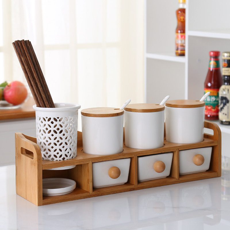 陶瓷调味罐厨房调料瓶盒套装家用调D料盒味精辣椒盐罐套装带筷子,厨房/烹饪用具,调味瓶罐/调料研磨器,淘宝优惠券,粉丝福利购,淘宝优惠卷