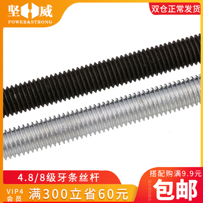 8级高强度全螺纹丝杆 4.8镀锌牙A条螺纹杆通丝螺杆全牙牙条M4-M30