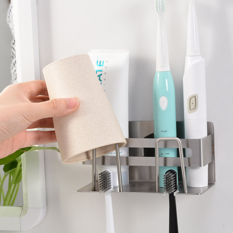 浴室牙具座304不锈钢牙刷架卫生间杯架置物架壁挂免打孔剃须刀架,家庭/个人清洁工具,牙刷架/牙具座,淘宝优惠券,粉丝福利购,淘宝优惠卷