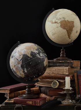速发复文英古地球仪创意摆件欧式书房桌面办公室家居装厅客饰摄影