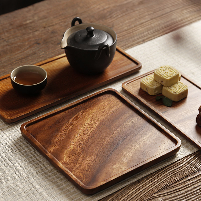速发胡桃壶茶盘干泡台托盘家实用木日式茶台竹木承简约茶具奉茶盘