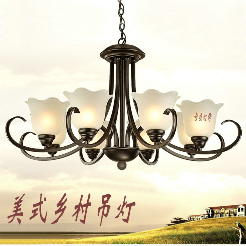 美式客厅吊灯复古简约铁艺乡村创意个性灯欧式客厅餐厅卧室灯8头