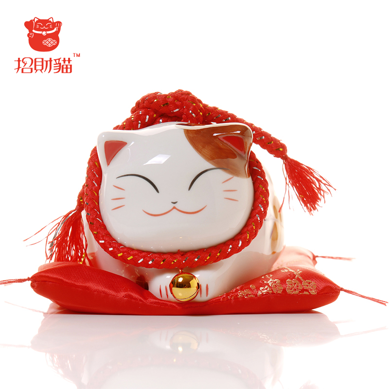 招财猫摆件 中号陶瓷存钱罐储蓄罐 店铺开业家居创意礼品