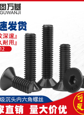 10.9级平头内六角螺丝黑色平杯内六角螺栓沉头螺钉机丝M6M8M10M12
