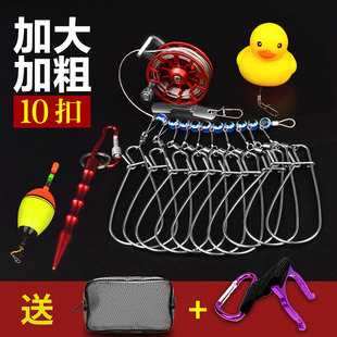 路亚活鱼扣锁鱼器轮式便携式鱼锁活鱼扣轮拴绑鱼绳挂鱼串鱼不锈钢