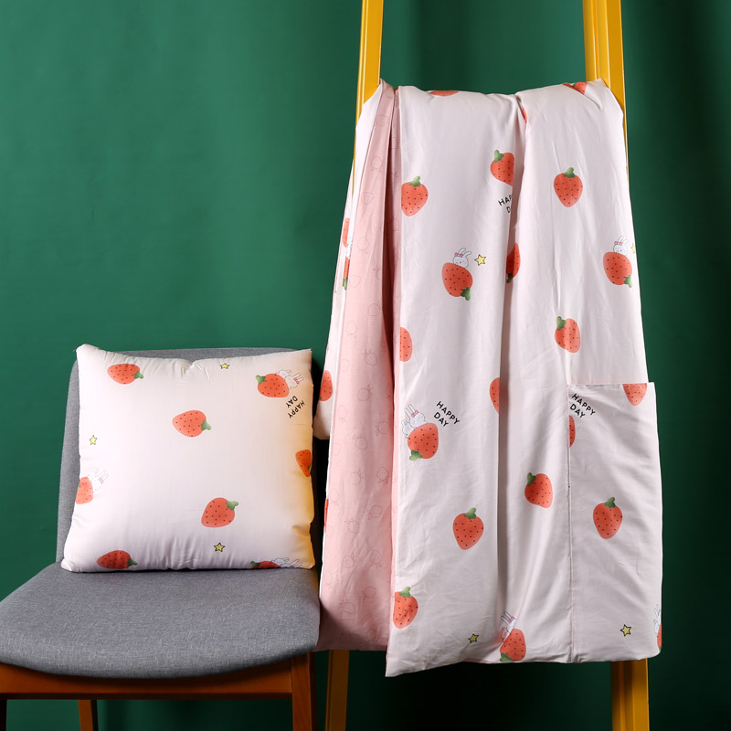 办公室折叠被子抱枕两用沙发靠垫 车载小被子纯棉加厚 学生午休被
