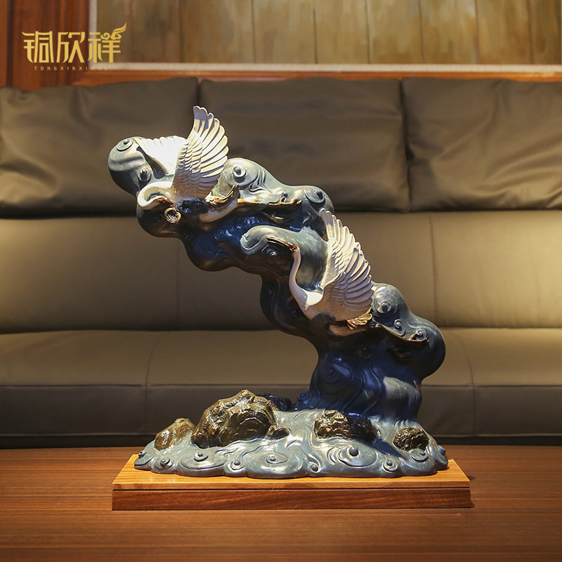 铜欣祥彩铜《鹤庆祥和》家居装饰品工艺品摆设客厅玄关艺术品摆件