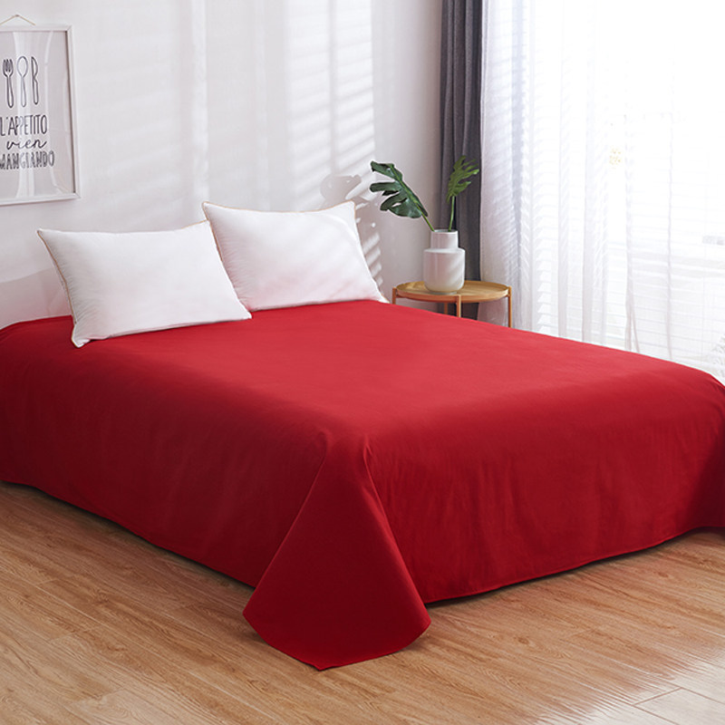 大红婚庆床单单件1.8m床全棉结婚纯色1.5m床双人喜庆铺床炕单