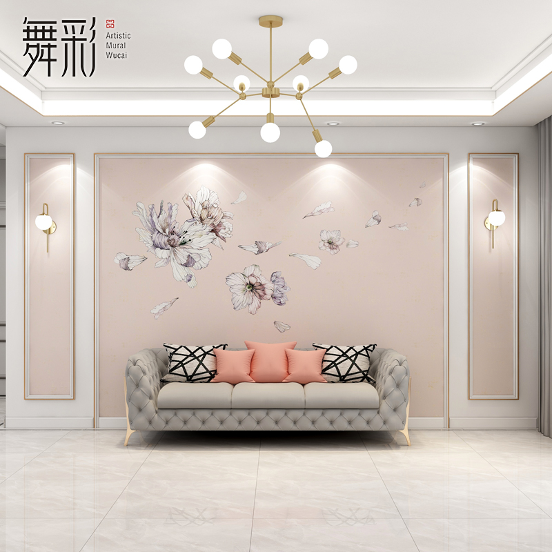 电视背景墙壁纸客厅大型立体花卉影视墙装饰壁画卧室墙布简约现代图片